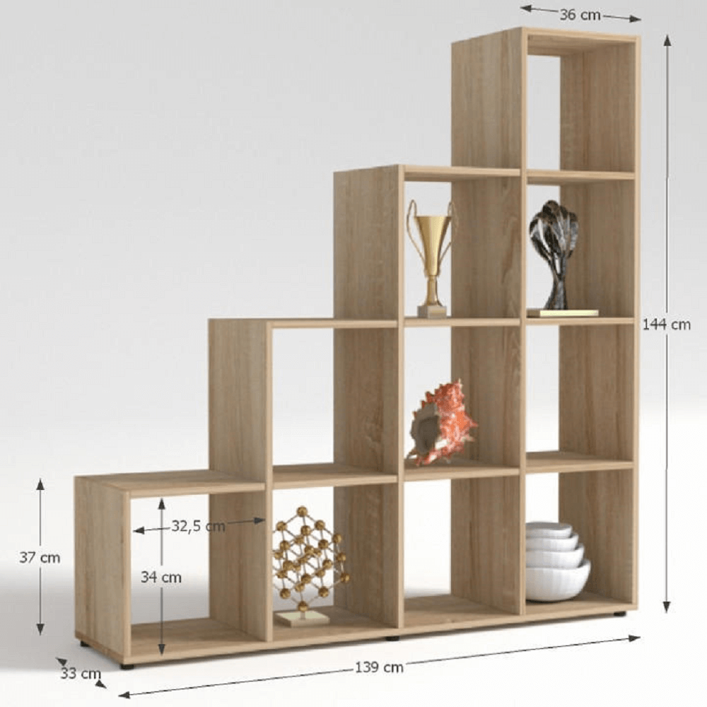 Regál pyramída, dub sonoma, DTD laminovaná, NORAH – Obrázok 3
