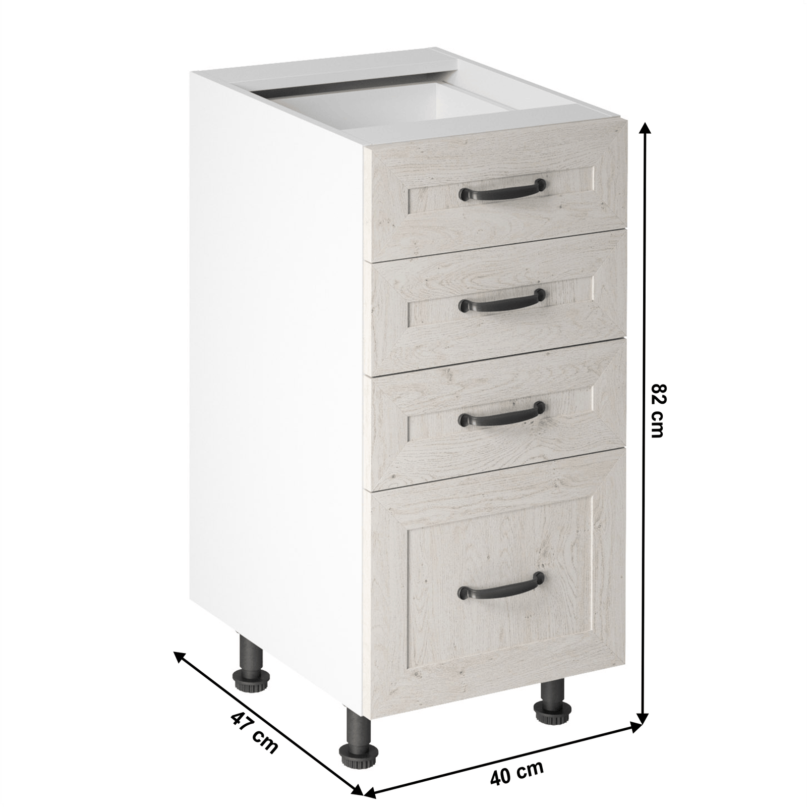 Spodná šuplíková skrinka, biela/sosna nordická, ROYAL D40S4 – Obrázok 7