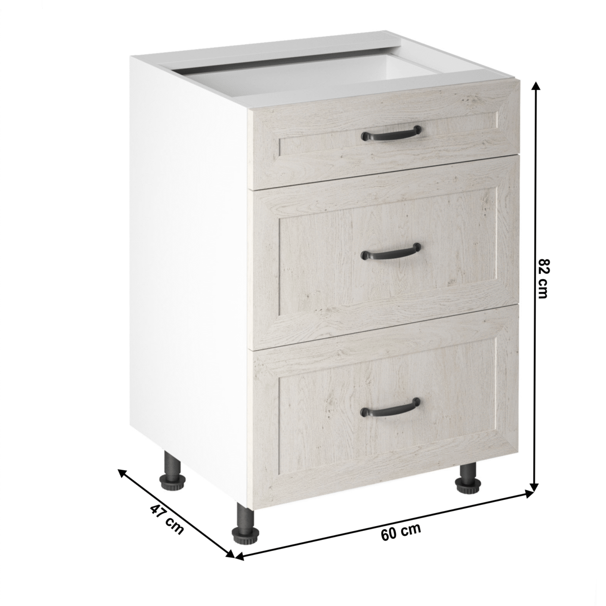 Spodná šuplíková skrinka, biela/sosna nordická, ROYAL D60S3 - Image 7