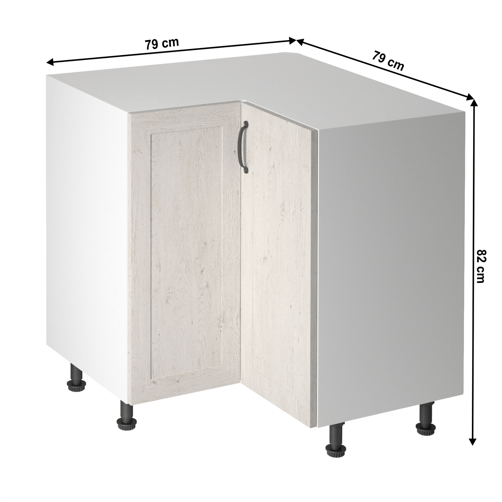 Spodná rohová skrinka, biela/sosna nordická, pravá, ROYAL D90N – Obrázok 6