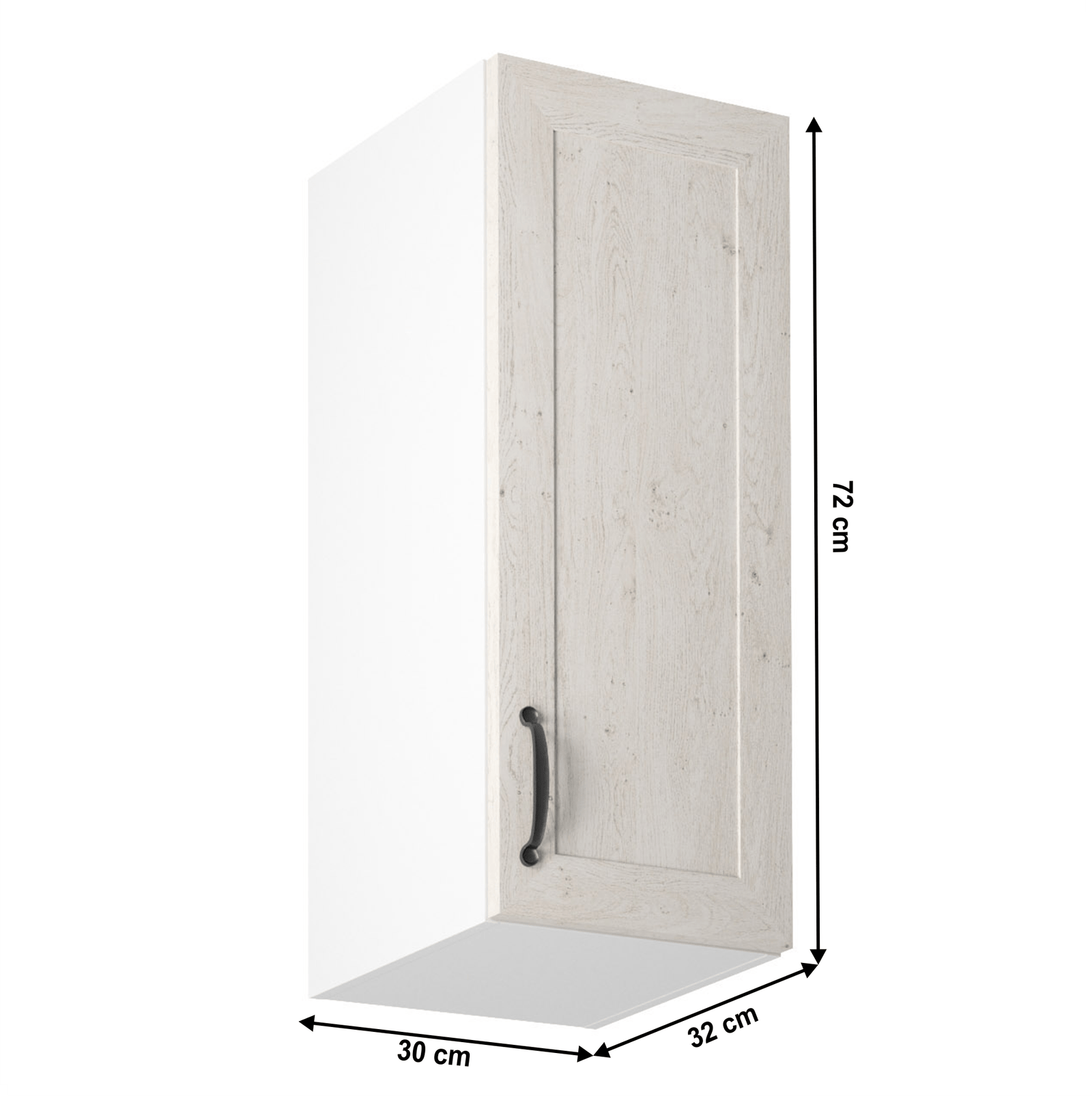 Horná skrinka, biela/sosna nordická, pravá, ROYAL G30 – Obrázok 7