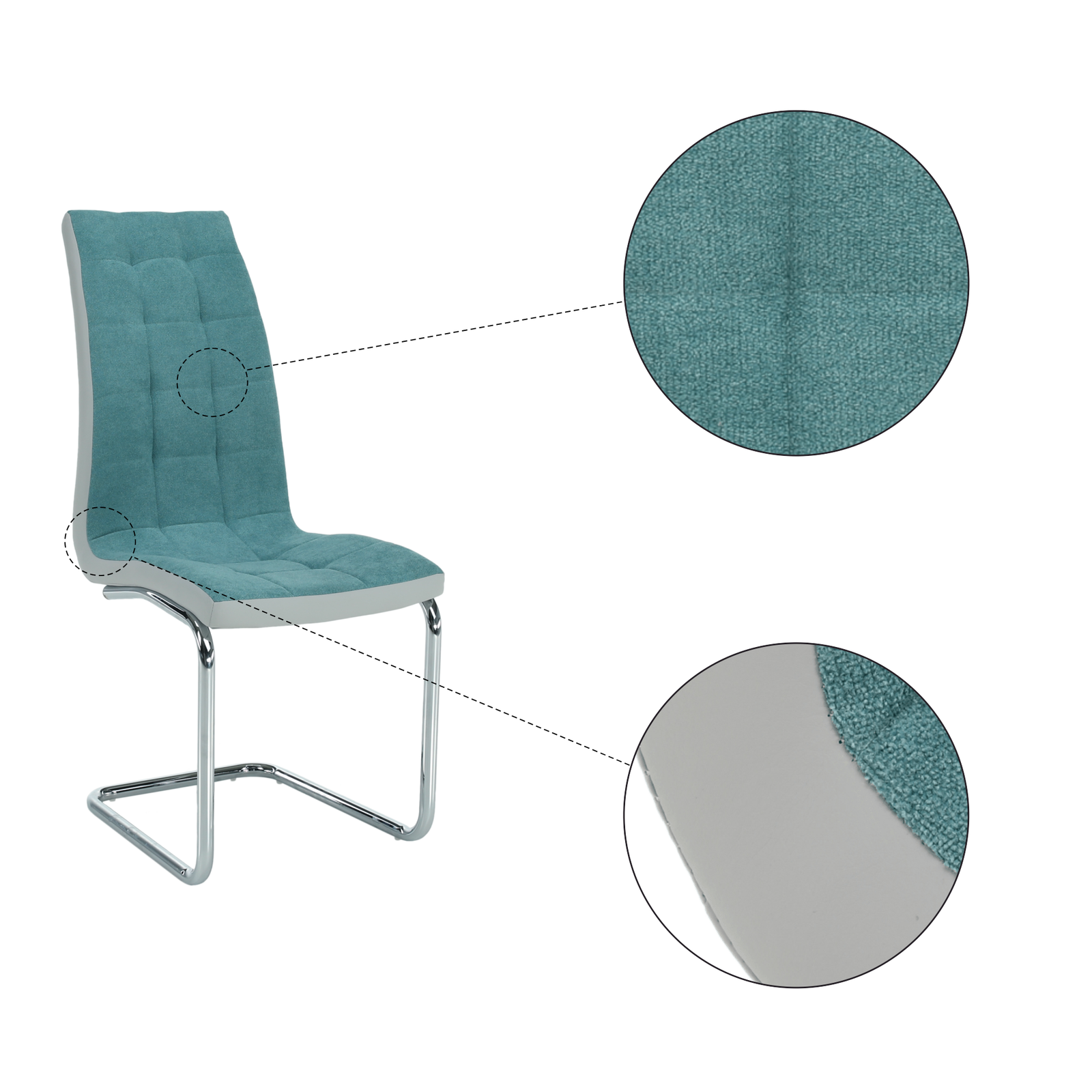Jedálenská stolička, mentolová/sivá/chróm, SALOMA NEW – Obrázok 5