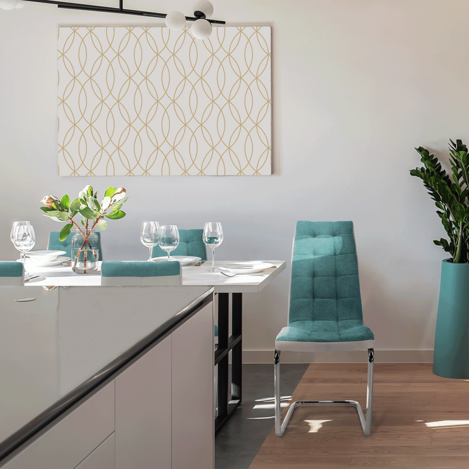 Jedálenská stolička, mentolová/sivá/chróm, SALOMA NEW – Obrázok 4