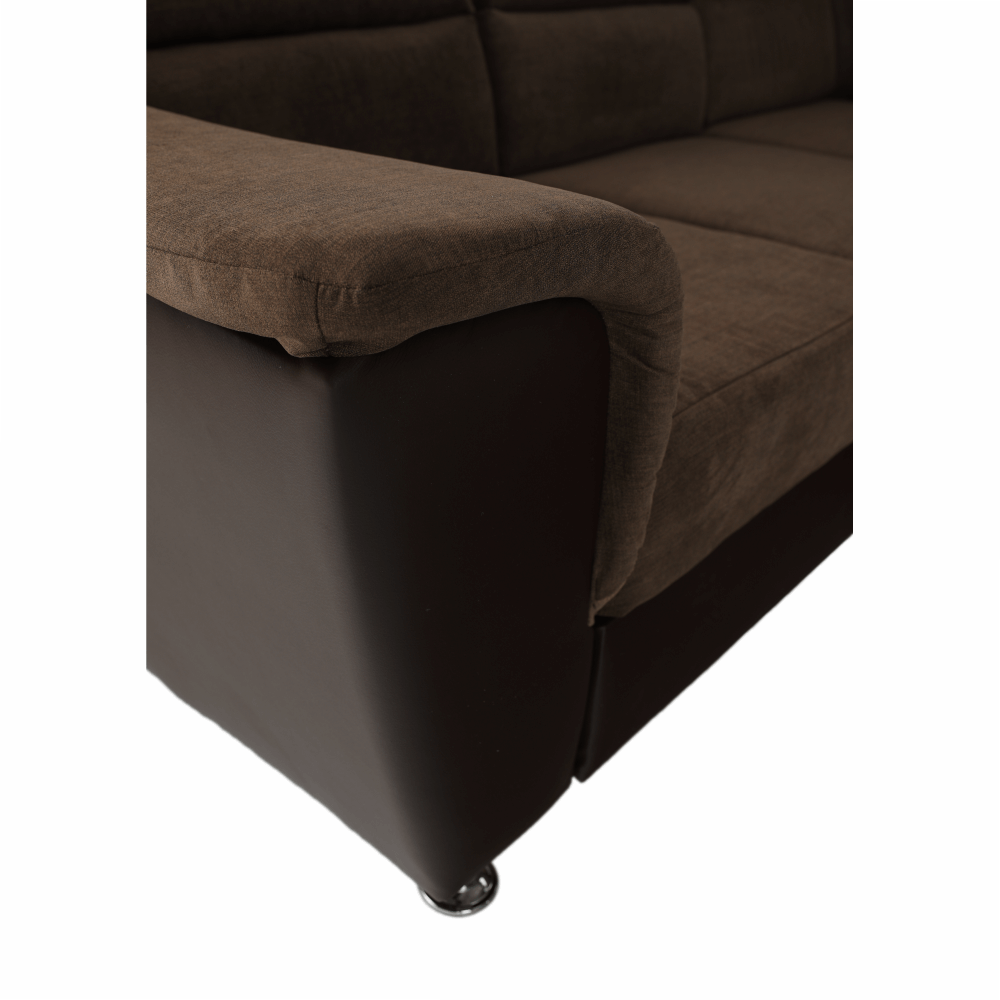 Sedacia súprava, ekokoža hnedá/látka hnedá, SANTIAGO U VEĽKÝ – Obrázok 4