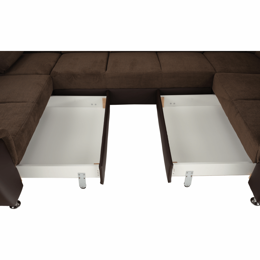 Sedacia súprava, ekokoža hnedá/látka hnedá, SANTIAGO U VEĽKÝ – Obrázok 10