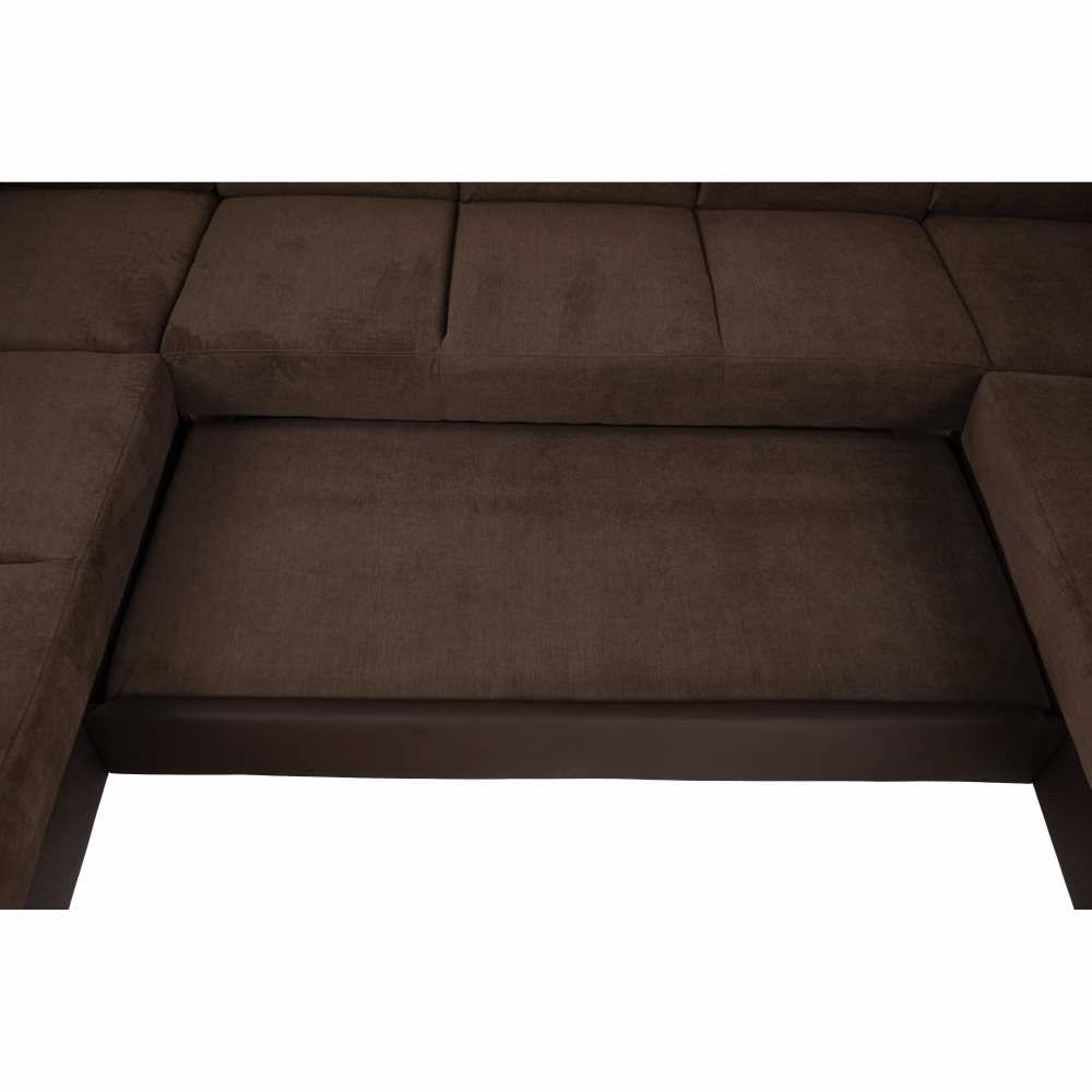 Sedacia súprava, ekokoža hnedá/látka hnedá, SANTIAGO U VEĽKÝ – Obrázok 11