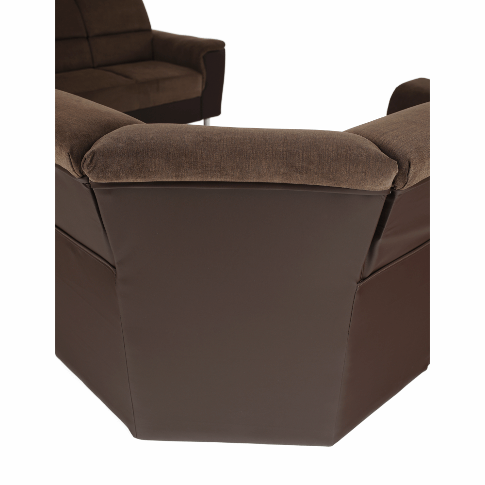 Sedacia súprava, ekokoža hnedá/látka hnedá, SANTIAGO U VEĽKÝ – Obrázok 13