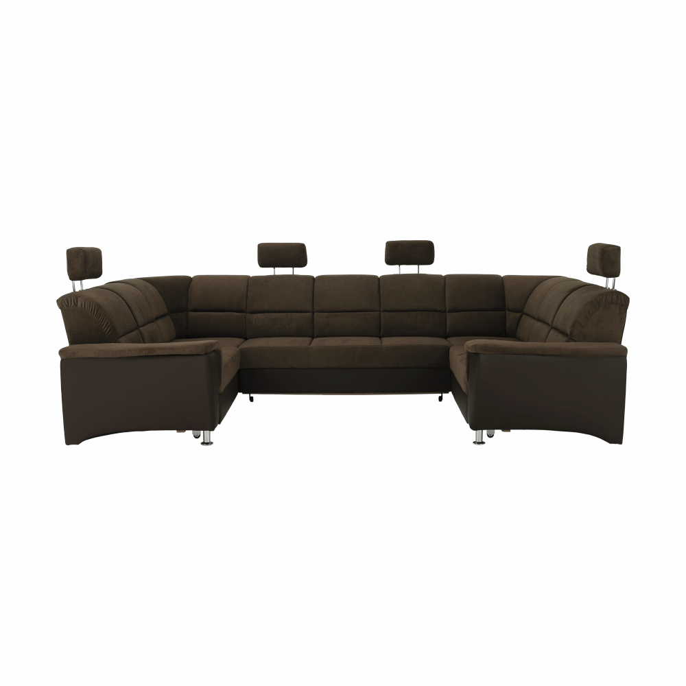 Sedacia súprava, ekokoža hnedá/látka hnedá, SANTIAGO U VEĽKÝ – Obrázok 14