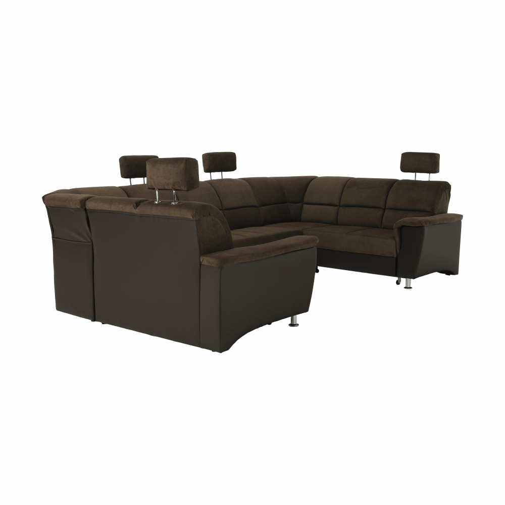 Sedacia súprava, ekokoža hnedá/látka hnedá, SANTIAGO U VEĽKÝ – Obrázok 15