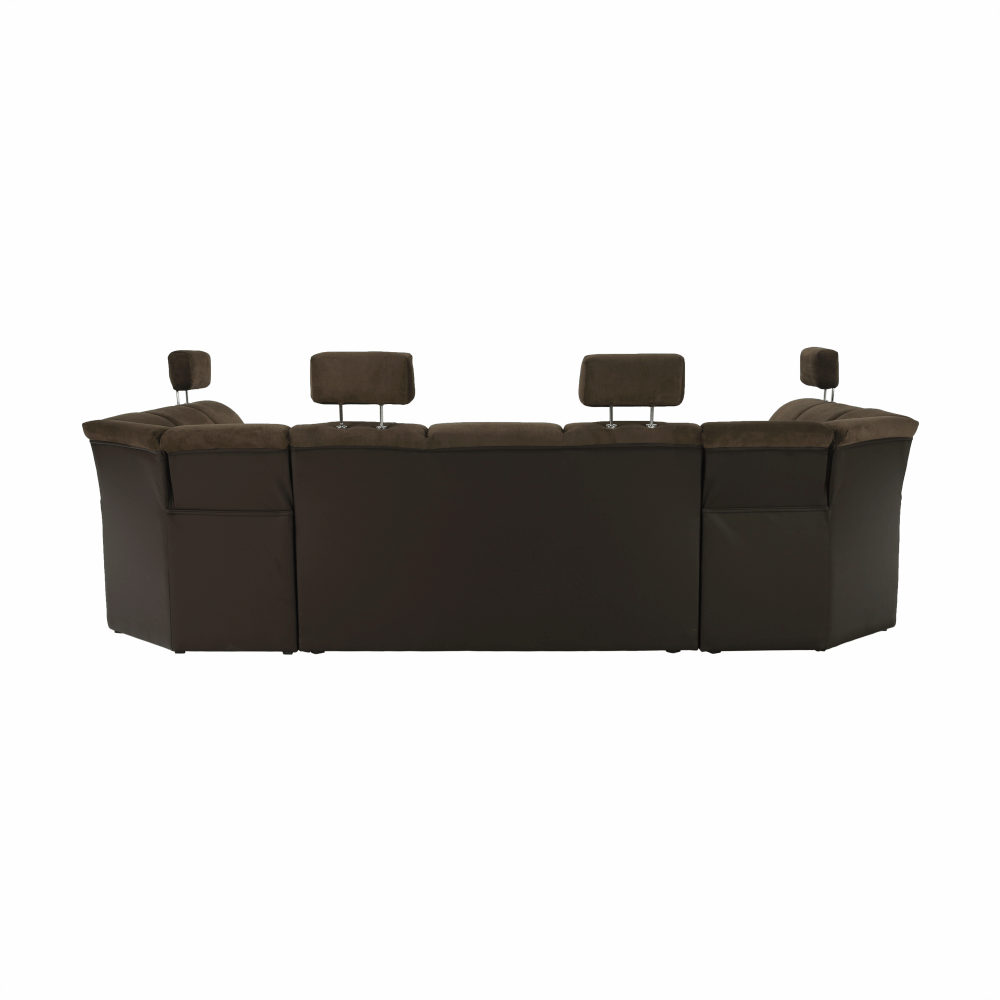 Sedacia súprava, ekokoža hnedá/látka hnedá, SANTIAGO U VEĽKÝ – Obrázok 17