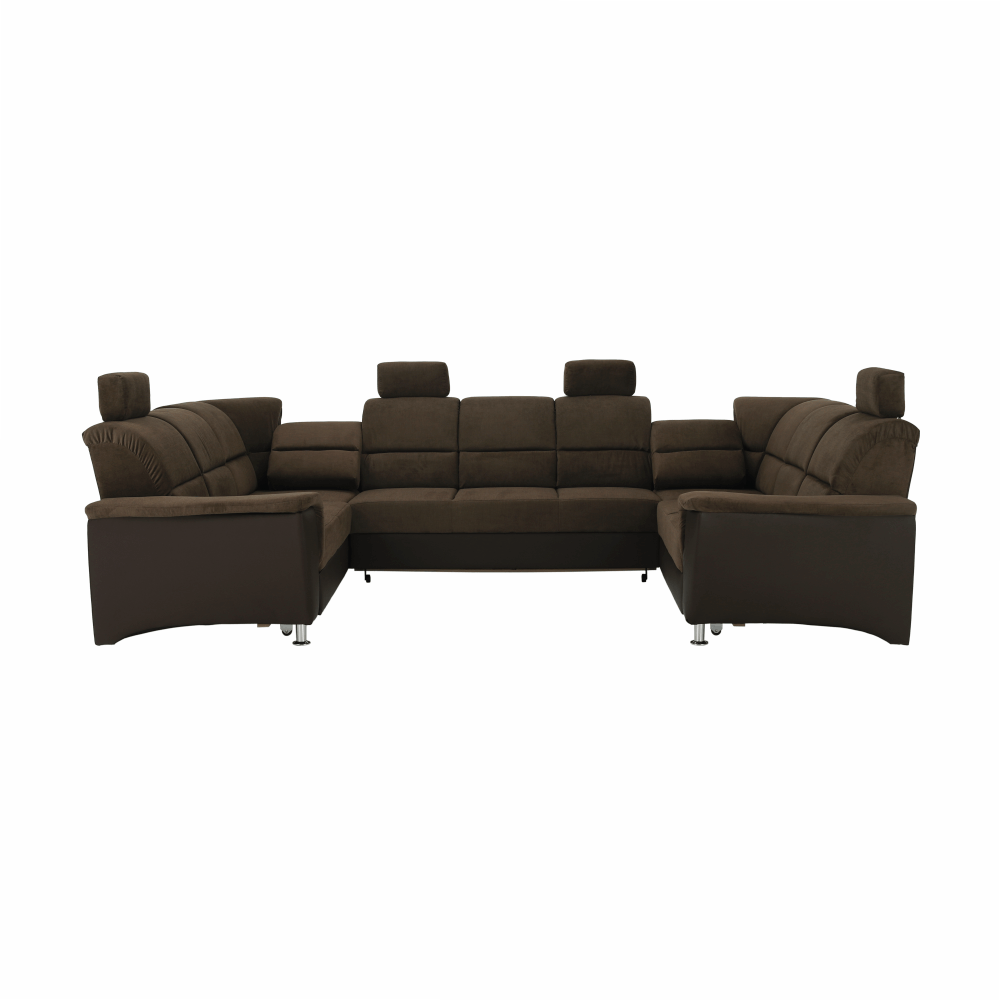 Sedacia súprava, ekokoža hnedá/látka hnedá, SANTIAGO U VEĽKÝ – Obrázok 18