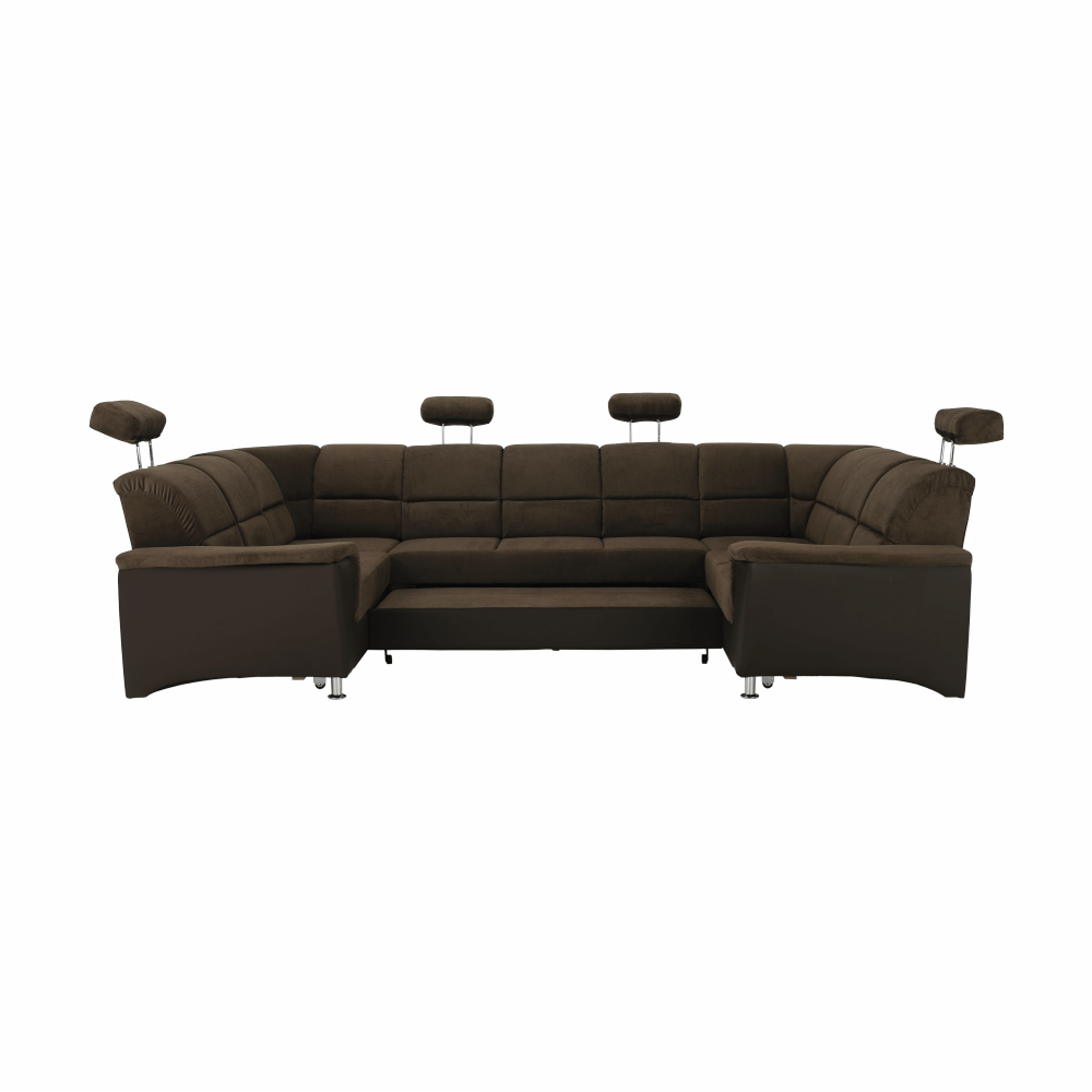 Sedacia súprava, ekokoža hnedá/látka hnedá, SANTIAGO U VEĽKÝ – Obrázok 20