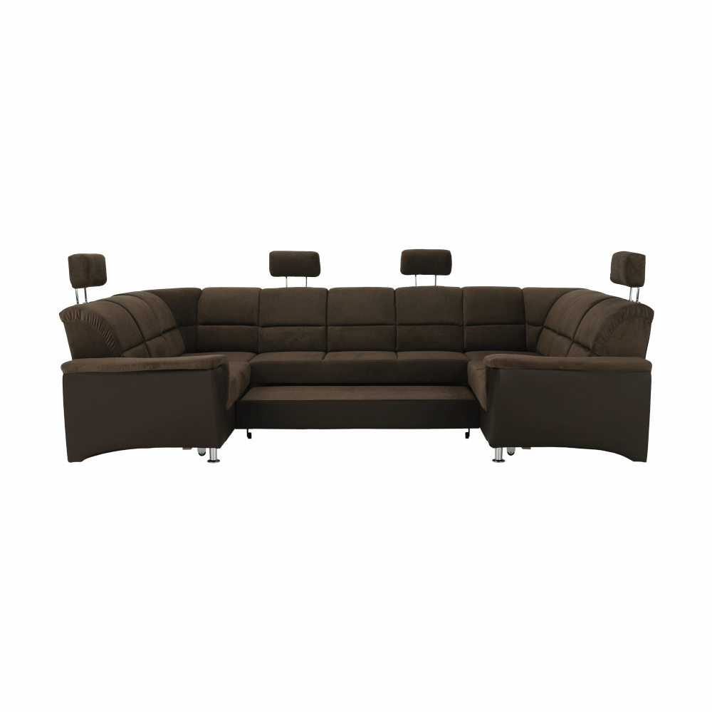 Sedacia súprava, ekokoža hnedá/látka hnedá, SANTIAGO U VEĽKÝ – Obrázok 21