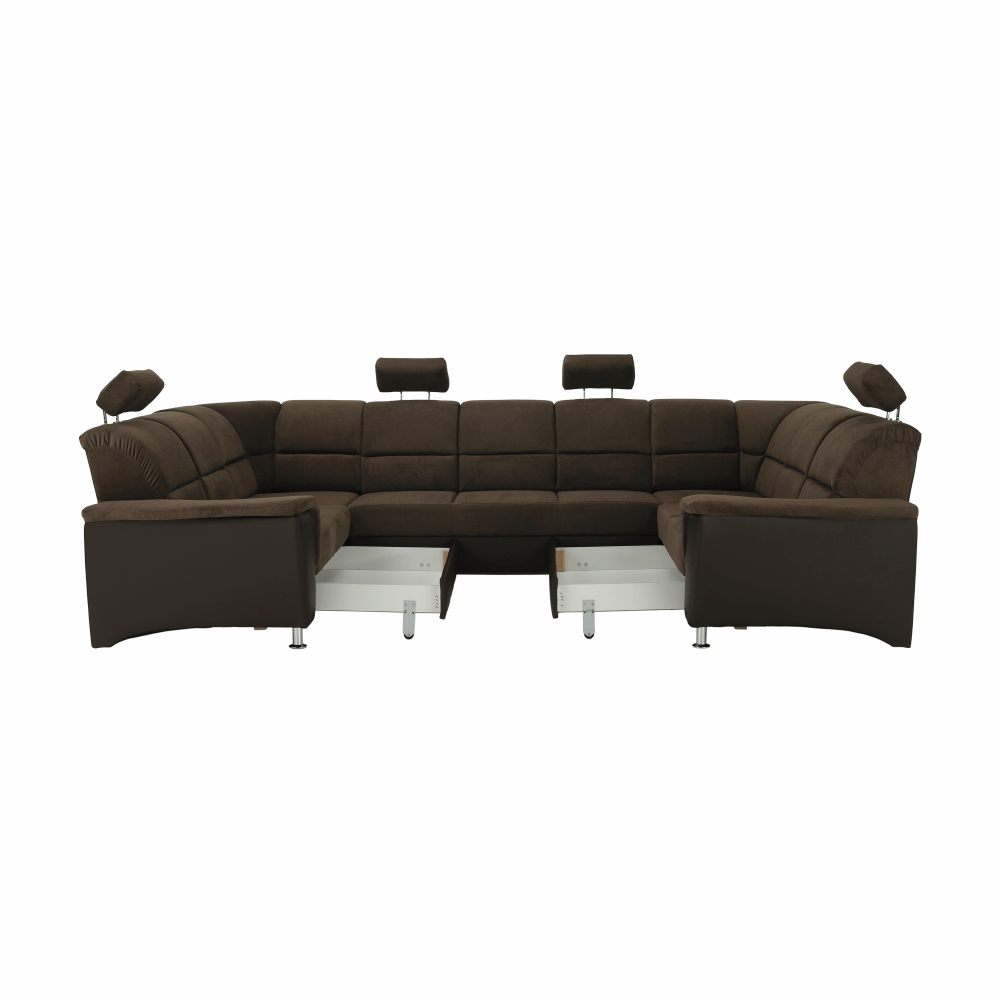 Sedacia súprava, ekokoža hnedá/látka hnedá, SANTIAGO U VEĽKÝ – Obrázok 22