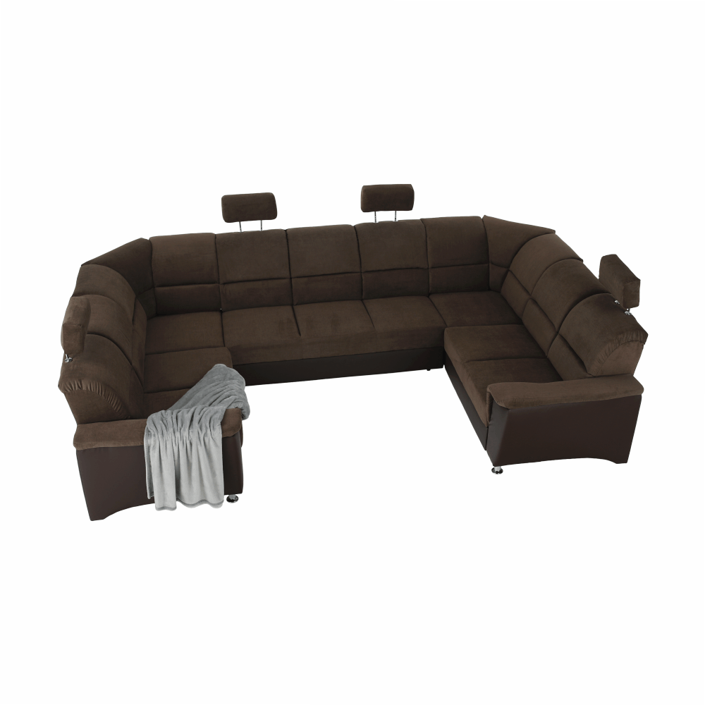 Sedacia súprava, ekokoža hnedá/látka hnedá, SANTIAGO U VEĽKÝ – Obrázok 23