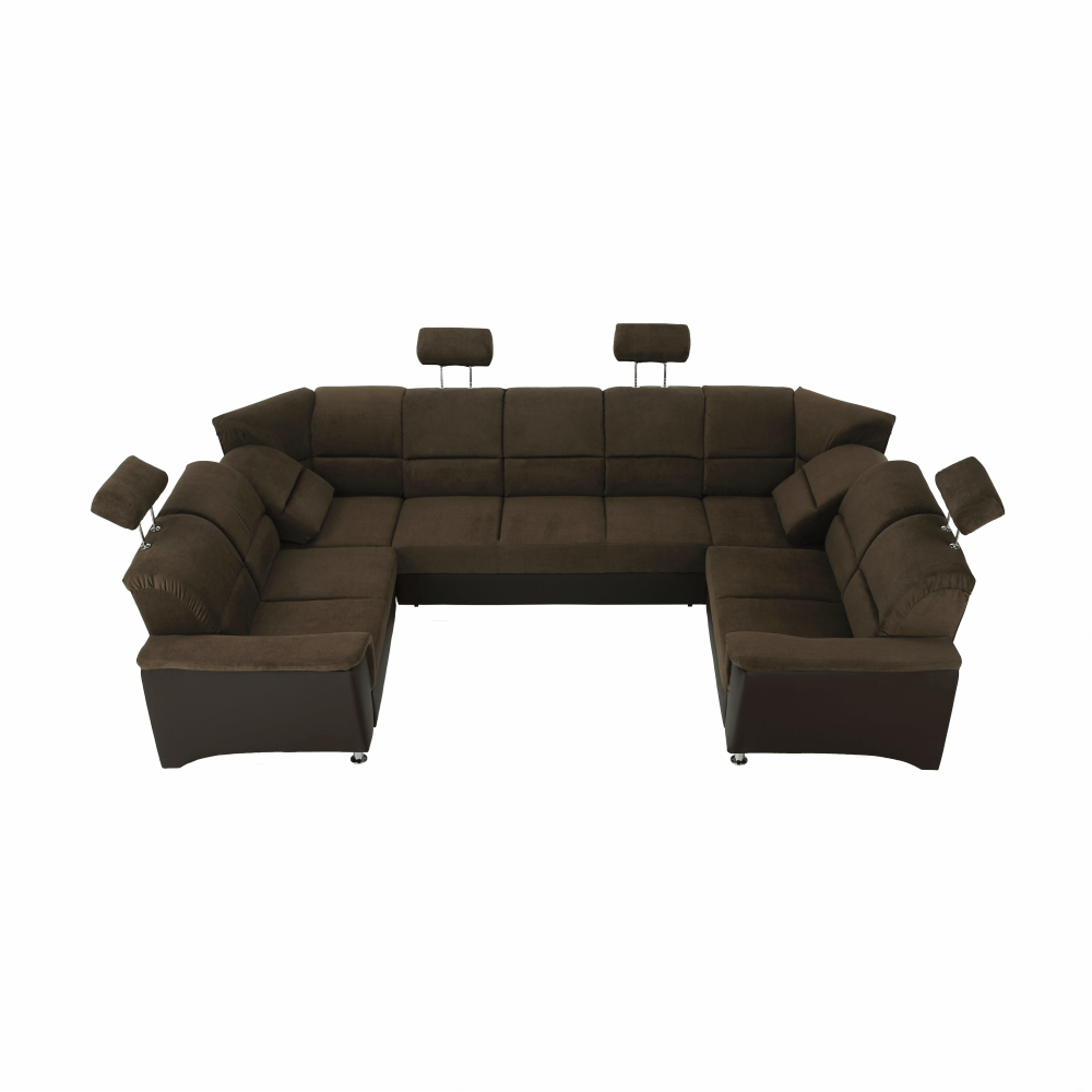 Sedacia súprava, ekokoža hnedá/látka hnedá, SANTIAGO U VEĽKÝ – Obrázok 24