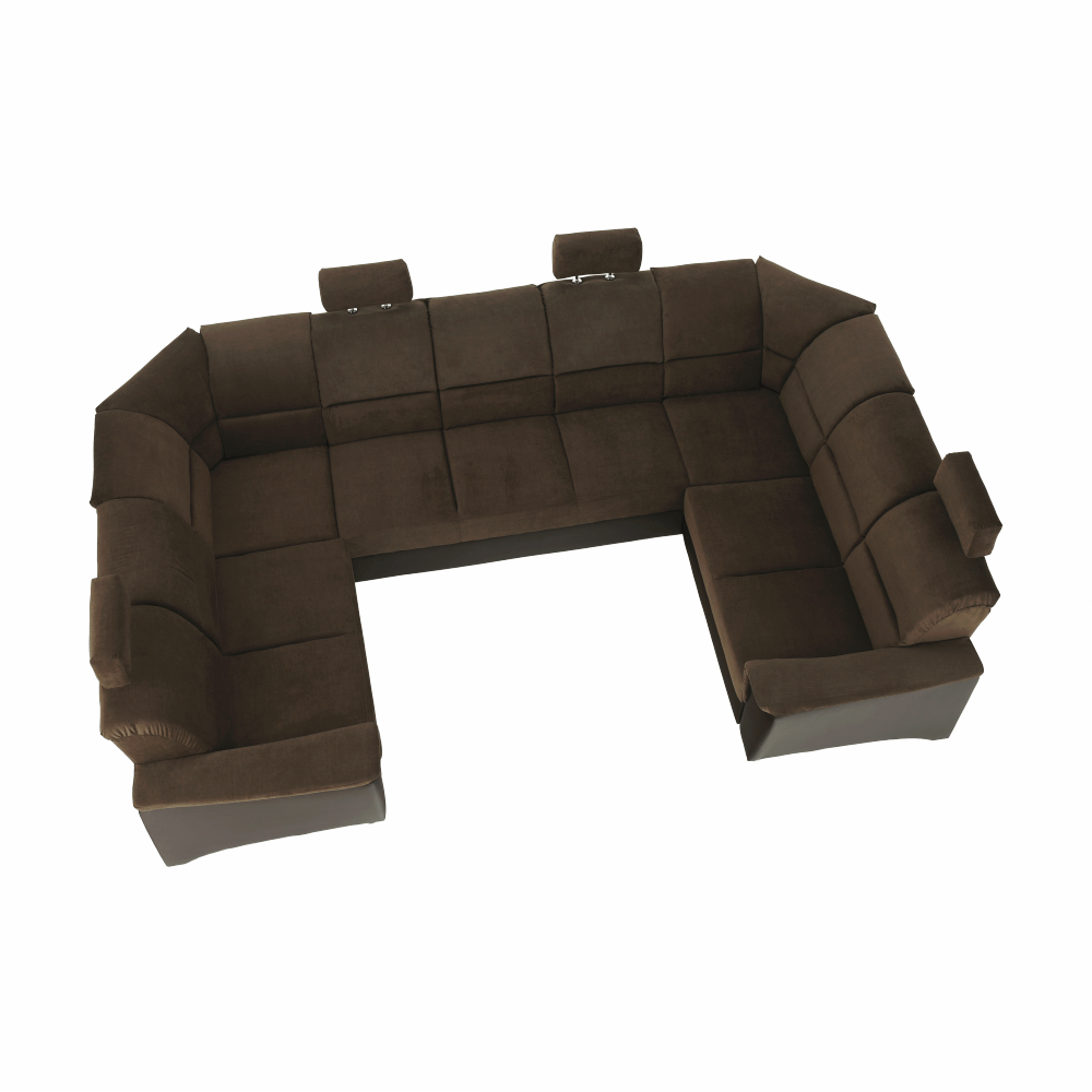 Sedacia súprava, ekokoža hnedá/látka hnedá, SANTIAGO U VEĽKÝ – Obrázok 25