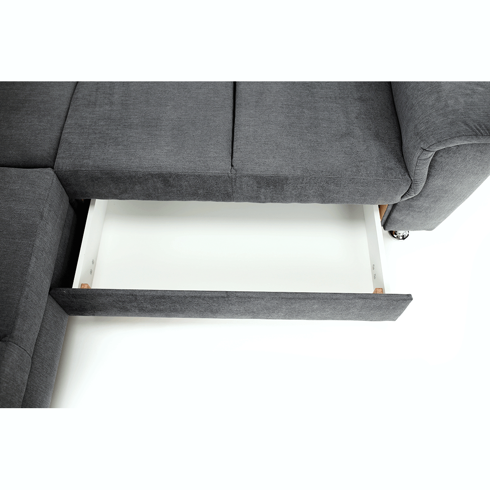 Rozkladacia sedacia súprava, sivá látka, pravá, SANTIAGO – Obrázok 23