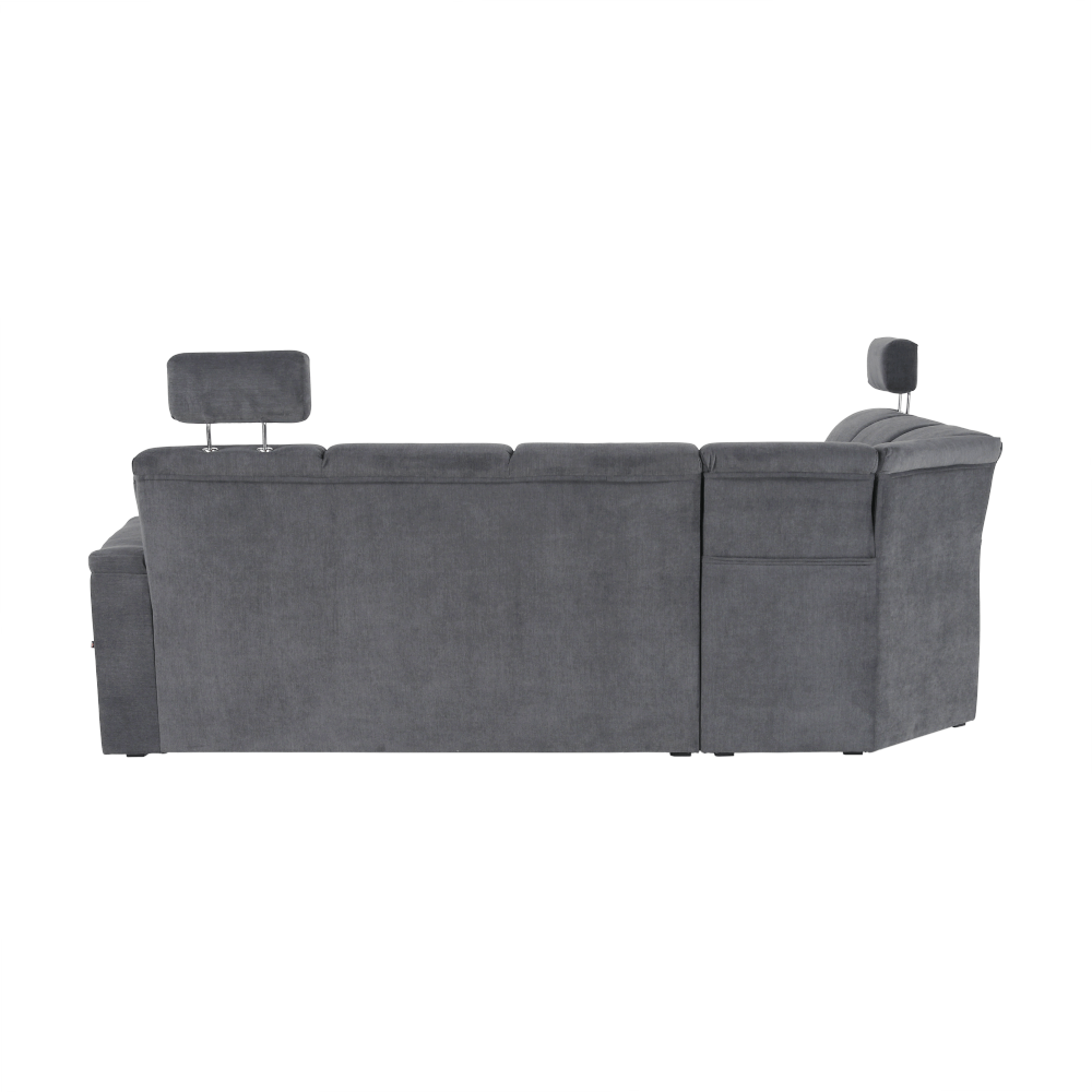 Rozkladacia sedacia súprava, sivá látka, pravá, SANTIAGO – Obrázok 26