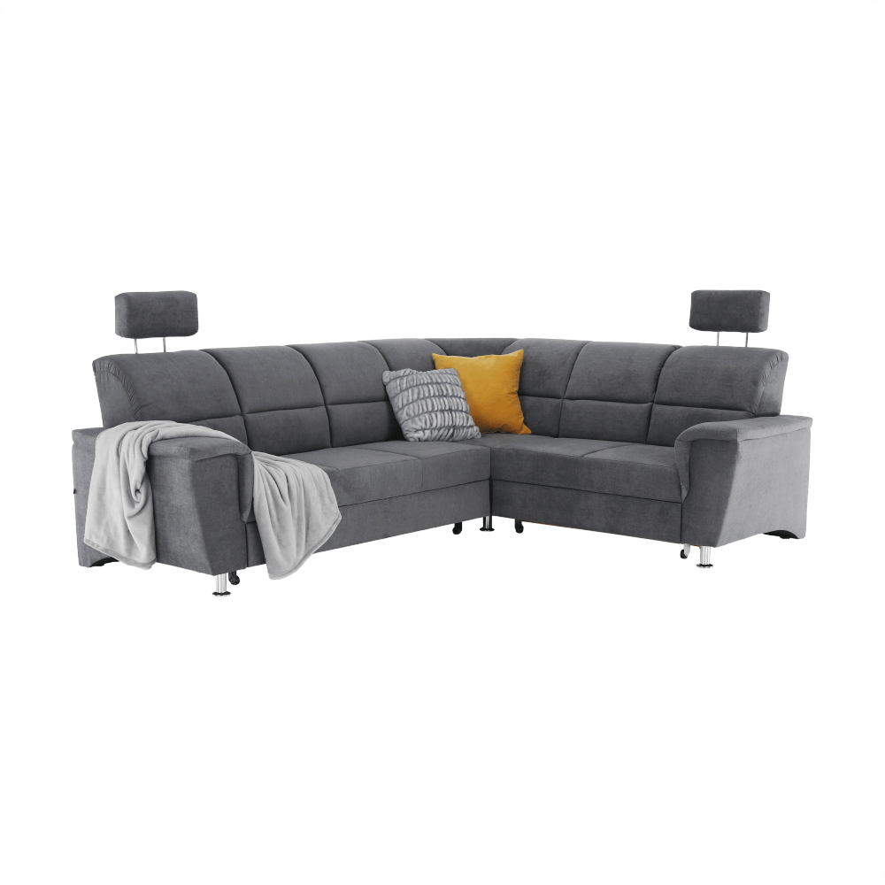 Rozkladacia sedacia súprava, sivá látka, pravá, SANTIAGO – Obrázok 28