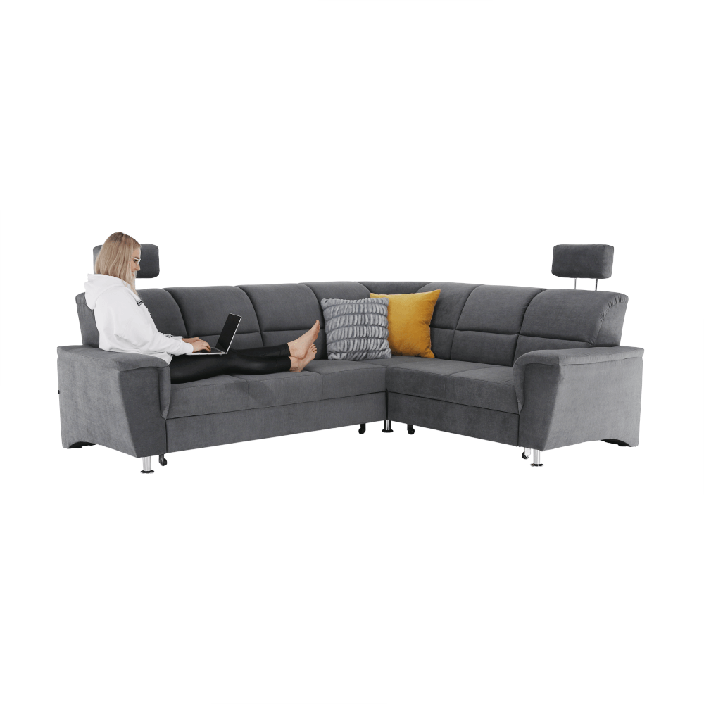 Rozkladacia sedacia súprava, sivá látka, pravá, SANTIAGO – Obrázok 29