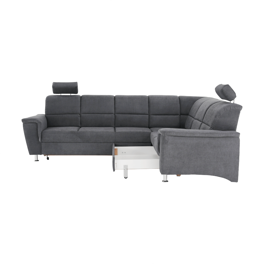 Rozkladacia sedacia súprava, sivá látka, pravá, SANTIAGO – Obrázok 3