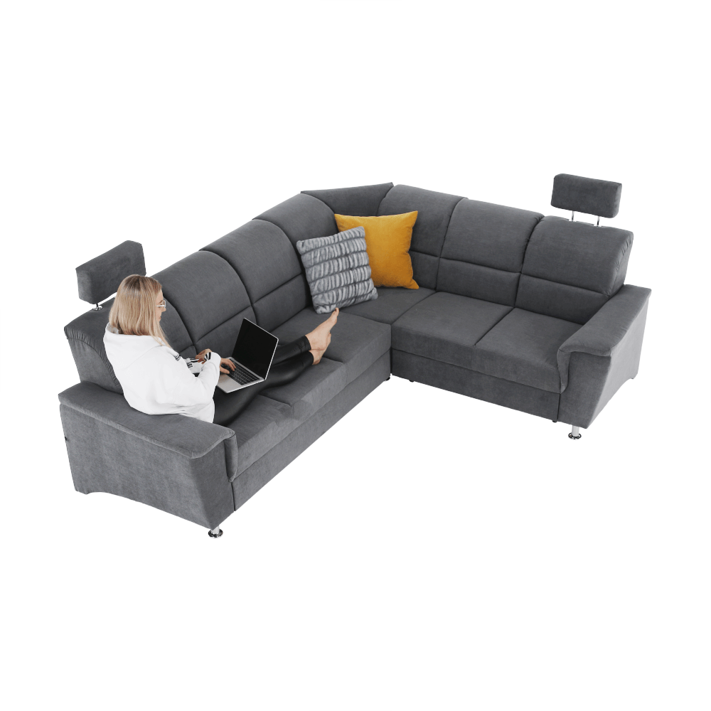 Rozkladacia sedacia súprava, sivá látka, pravá, SANTIAGO – Obrázok 4