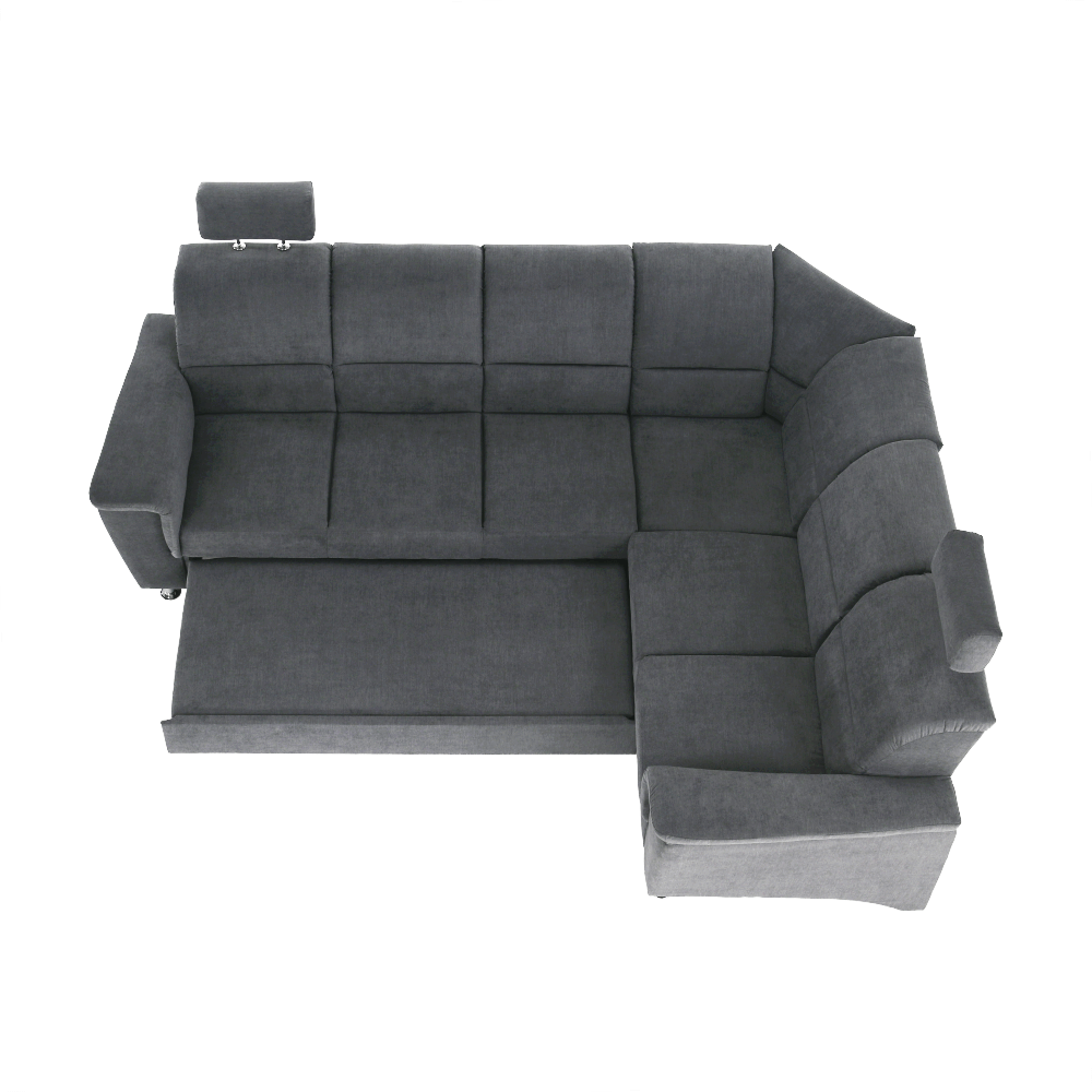 Rozkladacia sedacia súprava, sivá látka, pravá, SANTIAGO – Obrázok 8