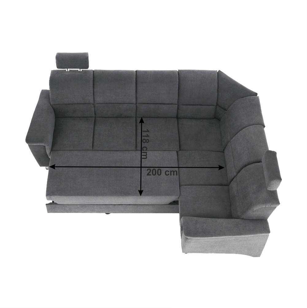 Rozkladacia sedacia súprava, sivá látka, pravá, SANTIAGO – Obrázok 9