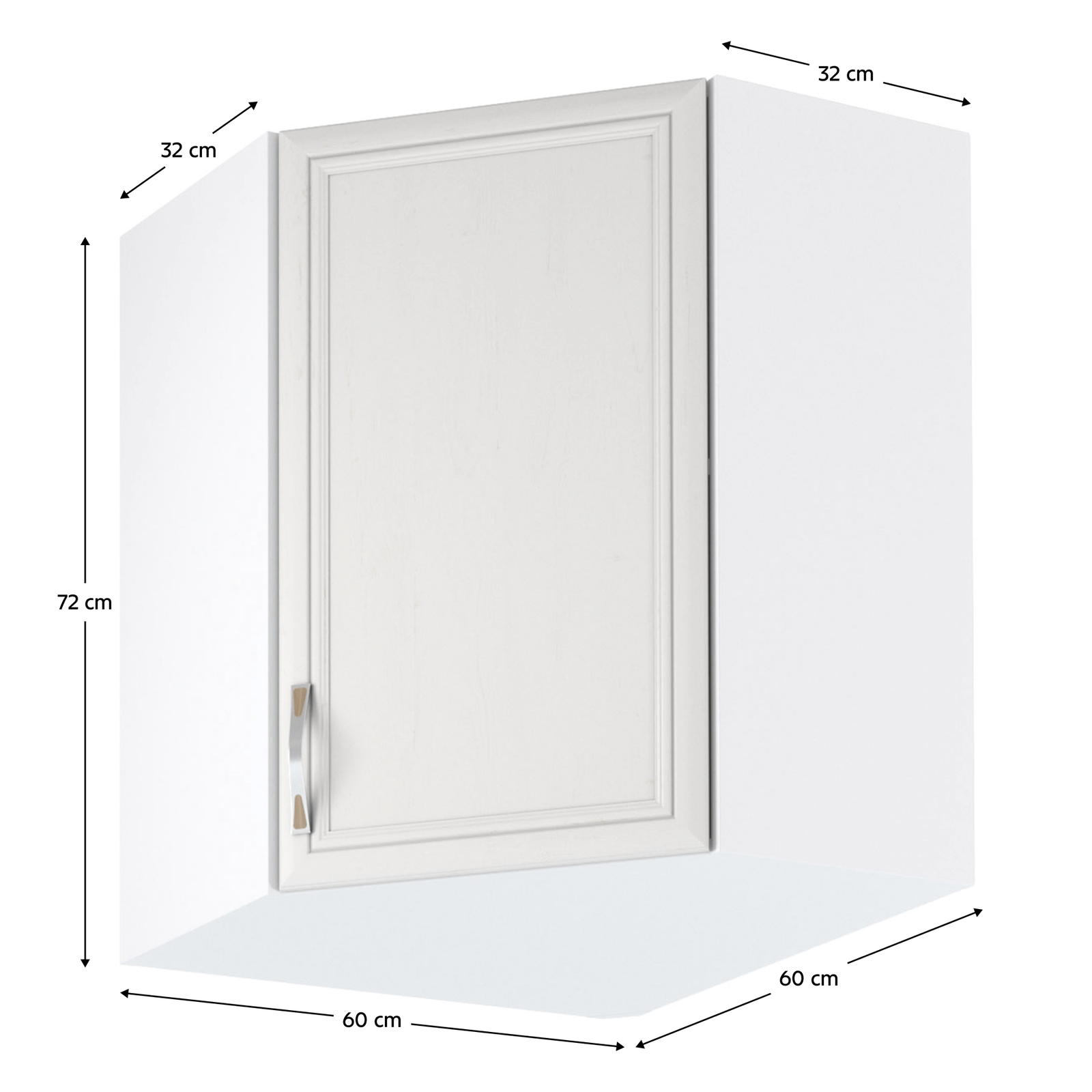 Horná rohová skrinka G60N, biela/sosna Andersen, SICILIA – Obrázok 2