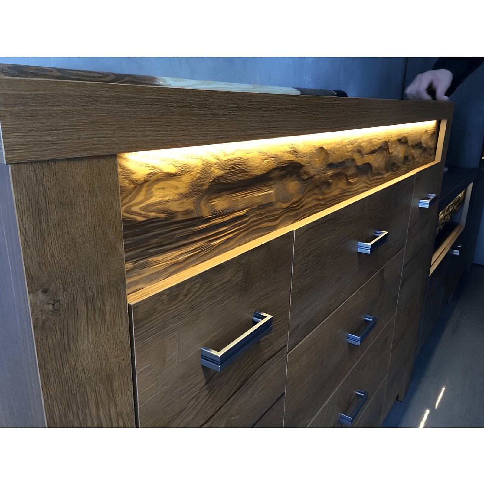 Komoda s vitrínami, jaseň tmavý, INFINITY 08 – Obrázok 3