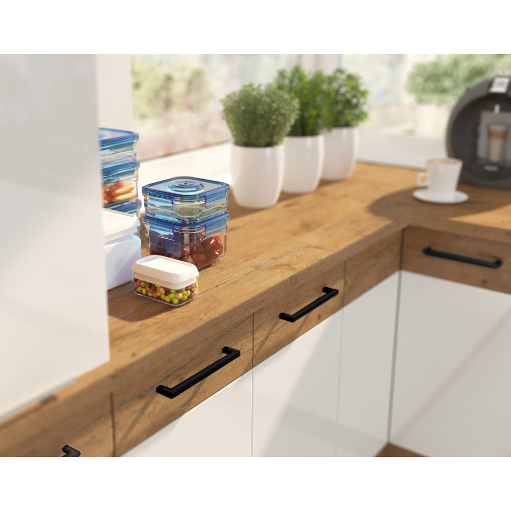 Horná rohová skrinka, dub lancelot/biela extra vysoký lesk HG, VEGA 58x58 GN-72 1F – Obrázok 4