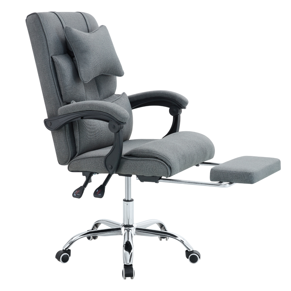 Kancelárske kreslo s výsuvnou podnožou, sivá/chróm, WALDOR NEW