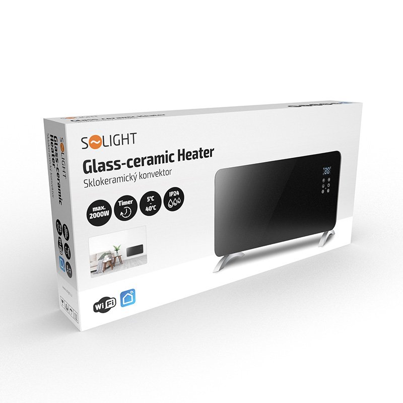 Teplovzdušný konvektor sklokeramický 2000W Solight, WiFi, LCD, nastaviteľný termostat, časovač – Obrázok 4