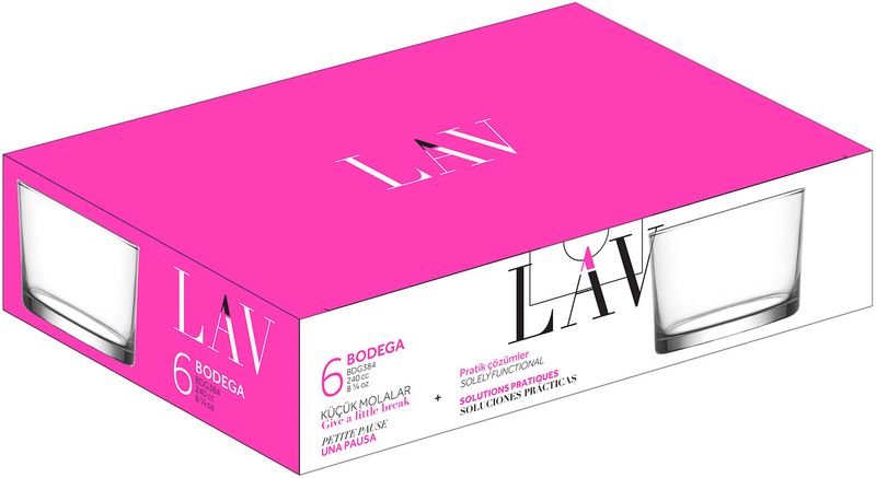 Pohár Bodega, LAV, sklenený, na drink, 240 ml, 82x58 mm, bal. 6 ks – Obrázok 3