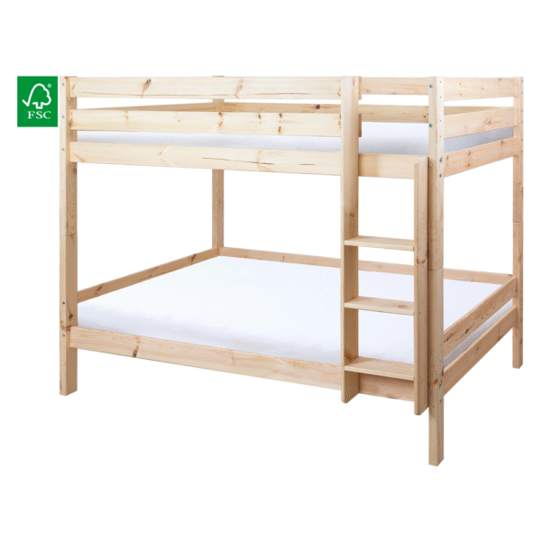 Poschodová posteľ so zábranou, 90x200, smrek, BENY