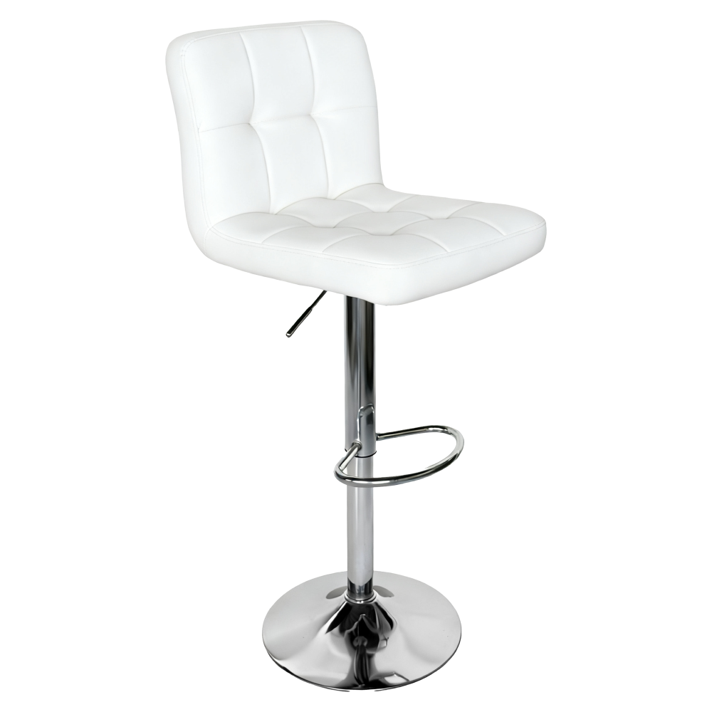 Barová stolička, biela ekokoža/chróm, KANDY 2 NEW