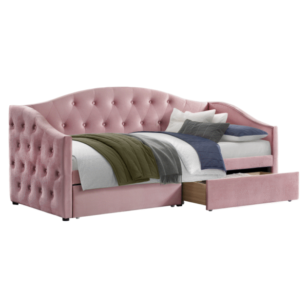 Posteľ s úložným priestorom, 90x200, ružová Velvet látka, ZASKA