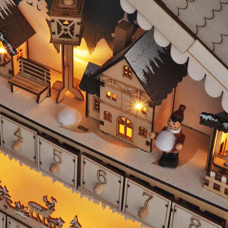 Solight LED adventný kalendár - horská chata, 10x LED, 50x40cm, 2x AA – Obrázok 6